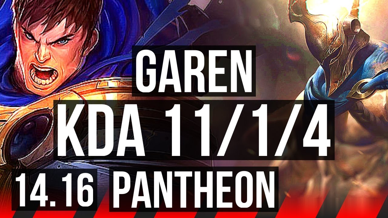 GAREN vs PANTHEON (TOP) | 11/1/4, 66% winrate, 6 solo kills, Legendary, 39k DMG | NA Master | 14.16