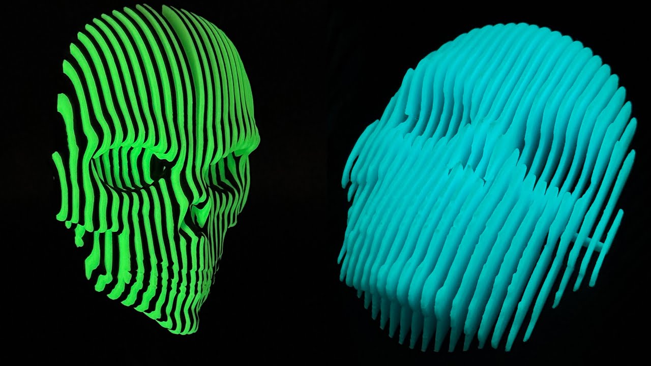 3D Printed Glow in the dark Skull Multiple Colors and Operation Demonstrations
