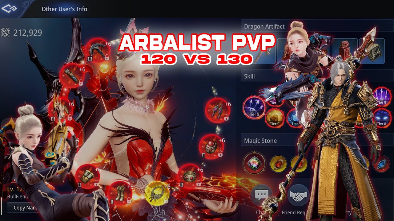 Friendly duel MIR4 Arbalist PVP lvl 120 vs Lancer & Arba lvl 130