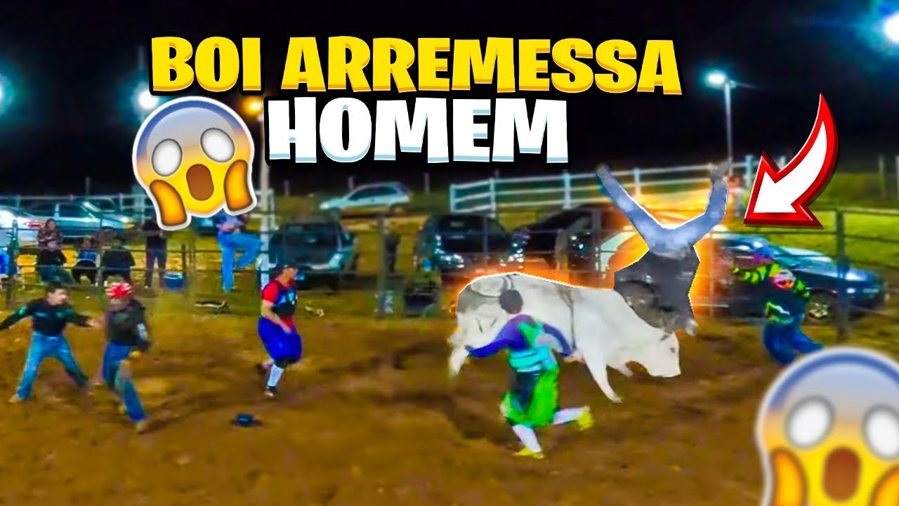 HOMEM É ARREMESSADO PARA CIMA POR BOI