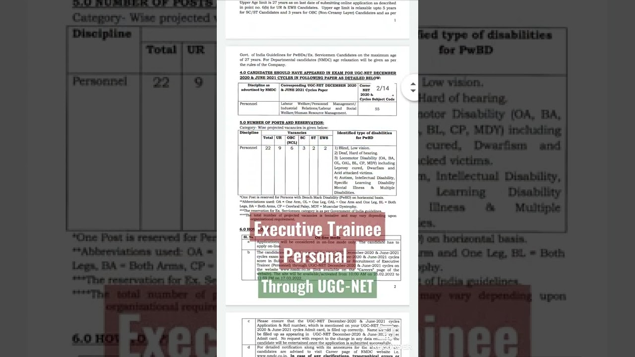 NMDC Recruitment 2022 | Executive Trainee Personal | Through UGC-NET