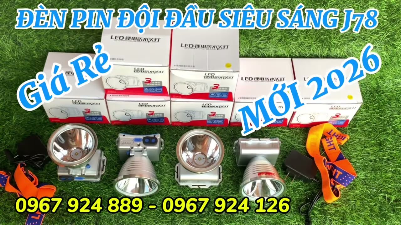 Đèn pin đội đầu siêu sáng J78 Mẫu mới 2026 Giá Rẻ- Pin Bền.