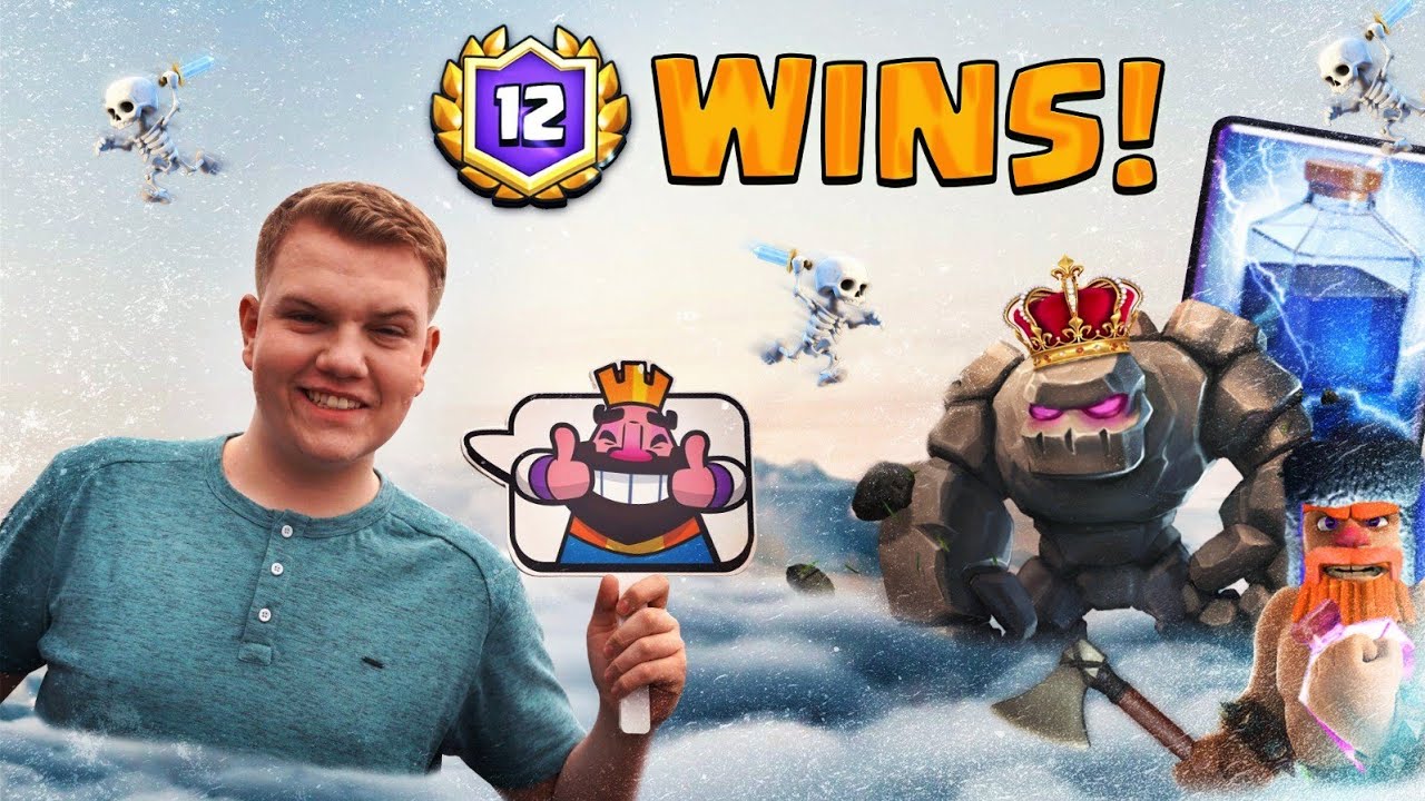 BEST GOLEM DECK! 12 Win Golem Lightning Beatdown Deck LIVE Grand Challenge Gameplay - Clash Royale