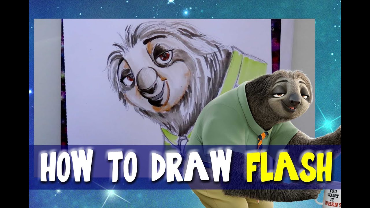 How to Draw FLASH from Disney's ZOOTOPIA - @dramaticparrot