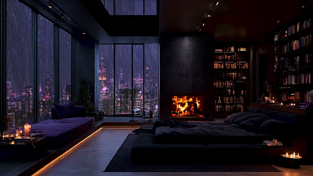 Rainy Night in a High-Rise Penthouse 🏙️⛈️🎹 Soft Piano for Deep Sleep | City Storm Ambience 😴✨