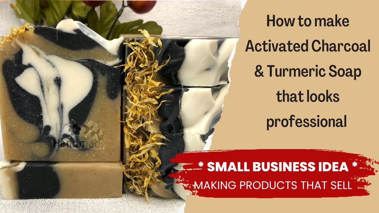 Jabón de Cúrcuma & Carbón Activado que luce profesional/ Activated Charcoal & Turmeric Soap