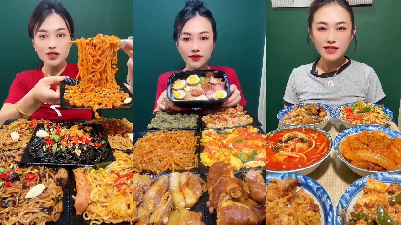 Mukbang Challenge Eating Rice 🍚 with food Spicy 🔥🥵 Noodles 🍜 🍖🥓 Meat#food #mukbang #noodles #cook 