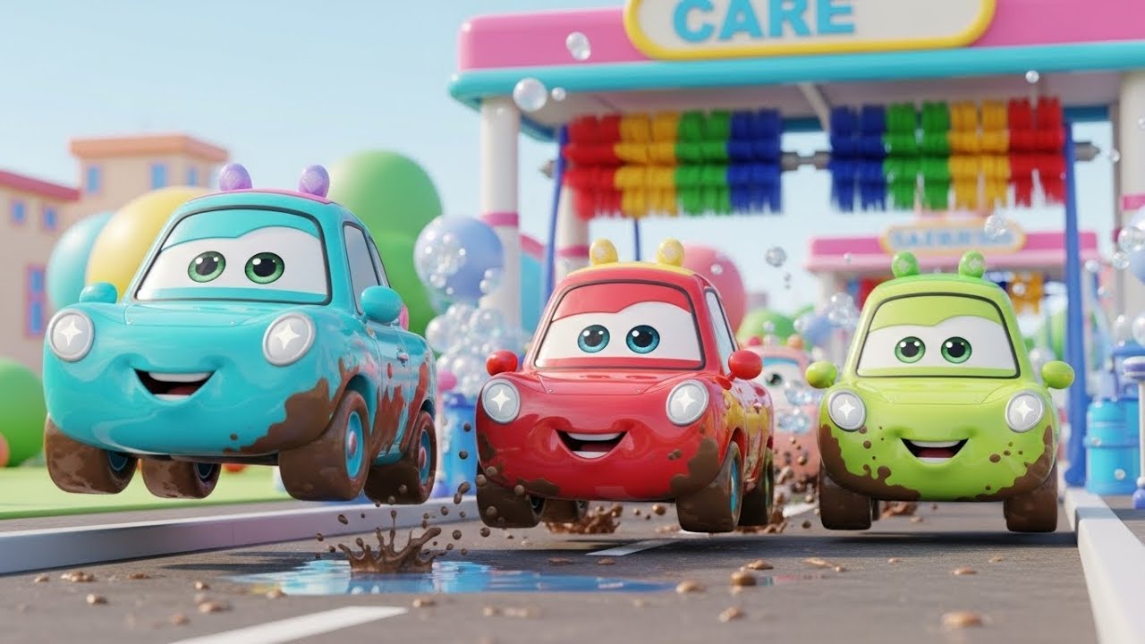 Splash & Shine! Muddy Cars Zoom to the Car Wash 🚗🧼 | Fun Nursery Rhymes for Kids