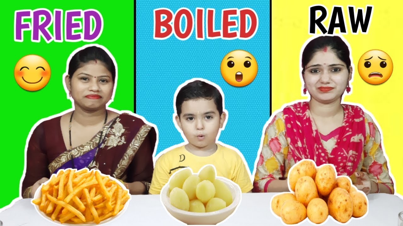FRIED,BOILED or RAW FOOD CHALLENGE | Funny Food Challenge
