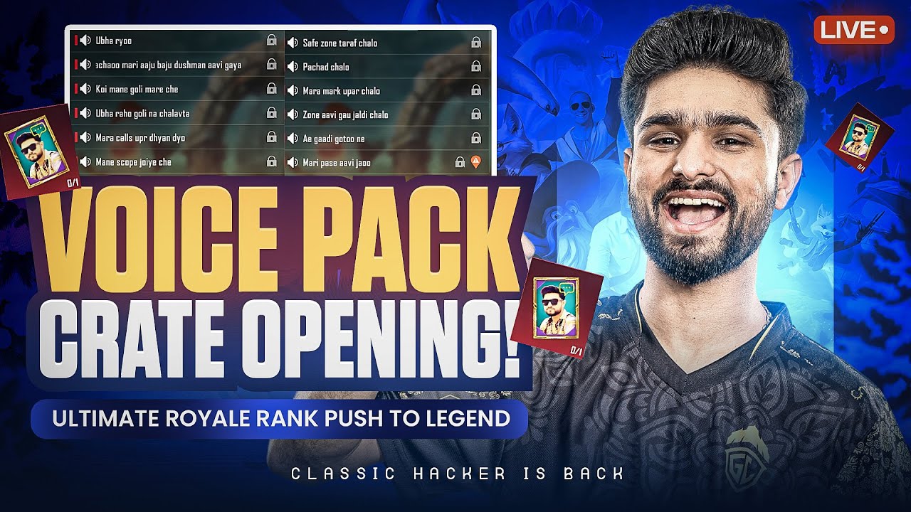 VOICE PACK OPENING | RANK PUSH TO LEGEND | BGMI LIVE
