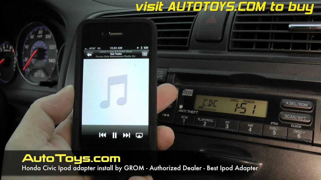 Honda Civic IPOD, Aux with Grom adapter, Model IPD3, Pandora and more, Radio Removal by Autotoys.Com