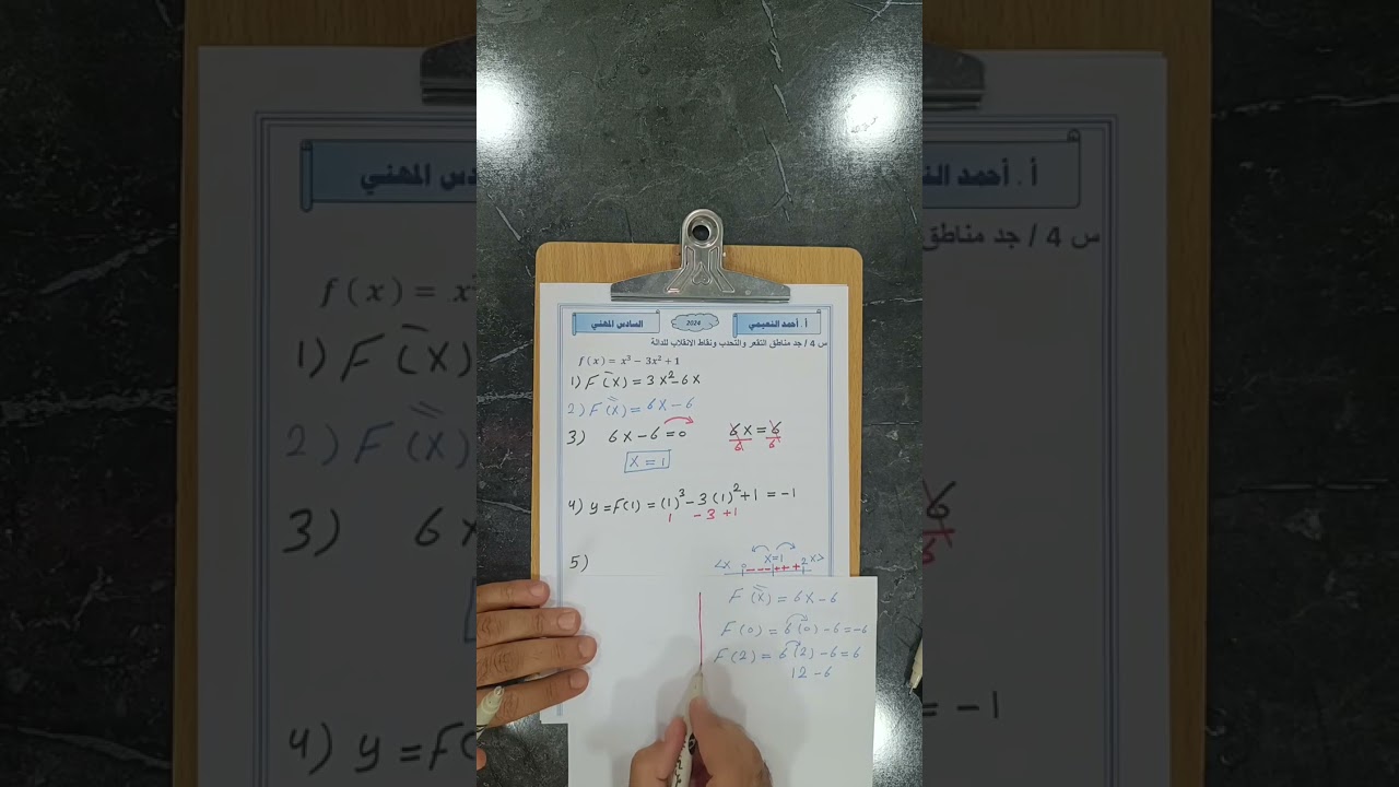 رياضيات الفصل الثاني #ايجاد مناطق التقعر والتحدب - المحاضره الرابعه  #زراعي - #فنون تطبيقية - ديكور