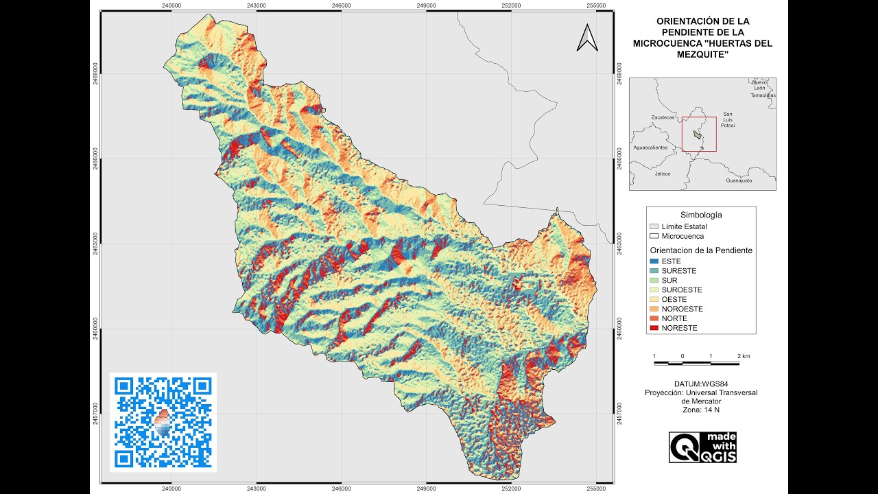 Cómo hacer un mapa de la Orientación de la Pendiente en QGIS