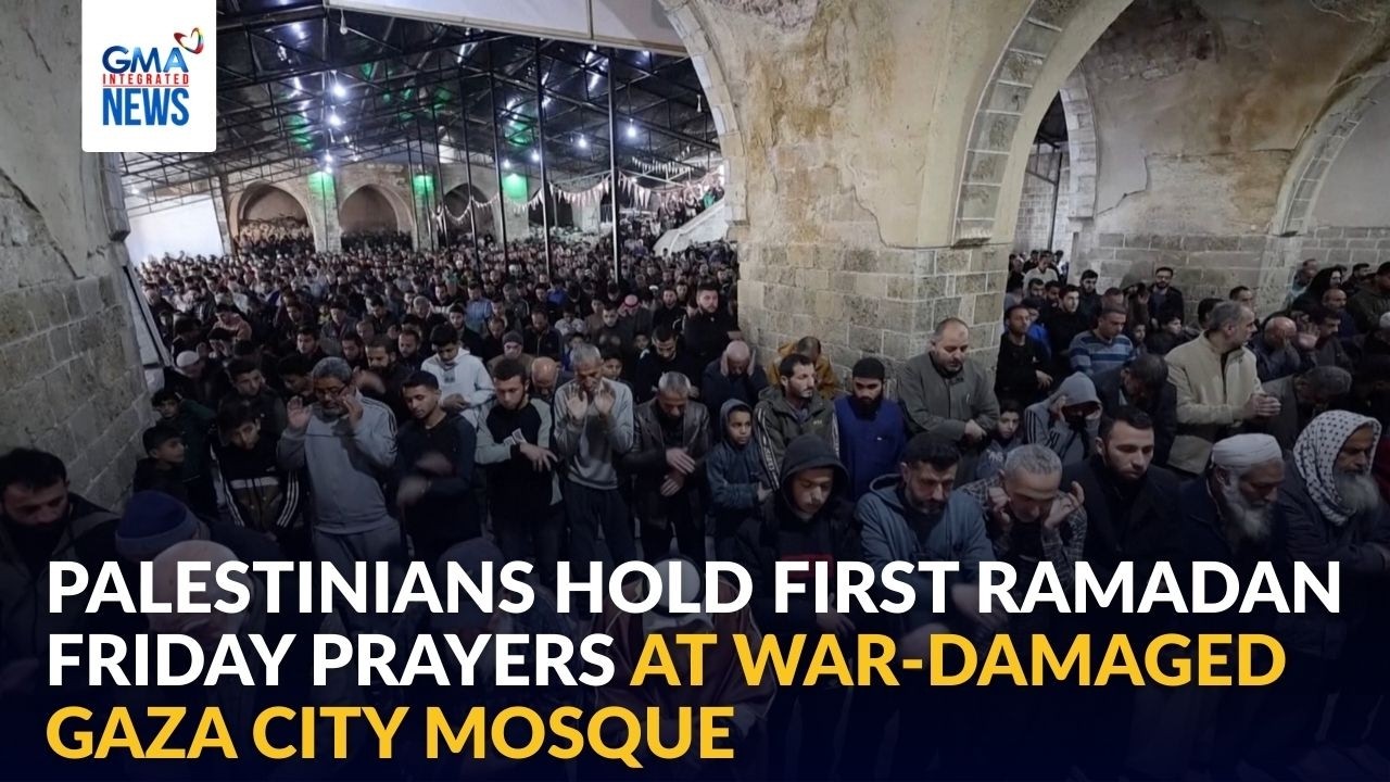 Palestinians hold first Ramadan Friday prayers at war-damaged Gaza City mosque | GMA Integrated News
