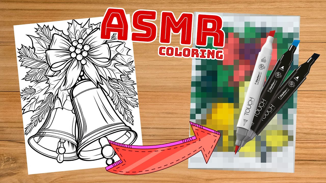 Bells & Mistletoe Coloring ASMR 🎅🔔 Cozy Holiday Marker Sounds