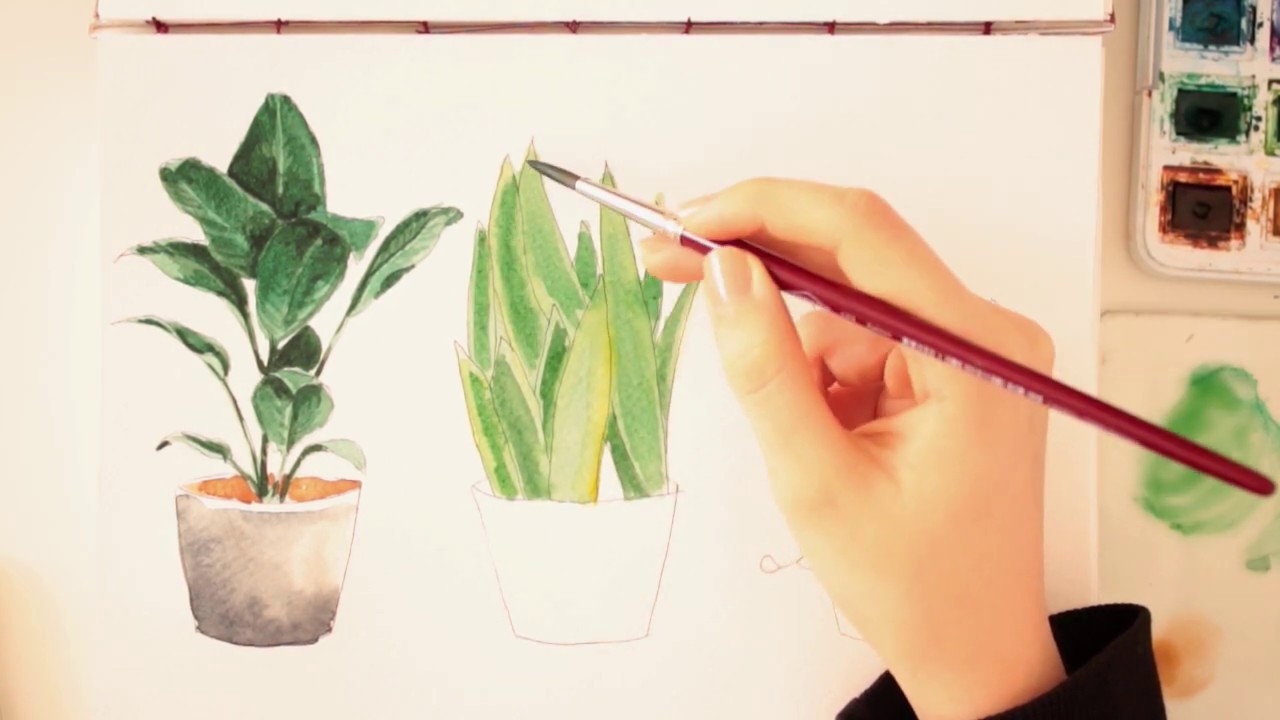 Easy Watercolor Plants | Tutorial step by step