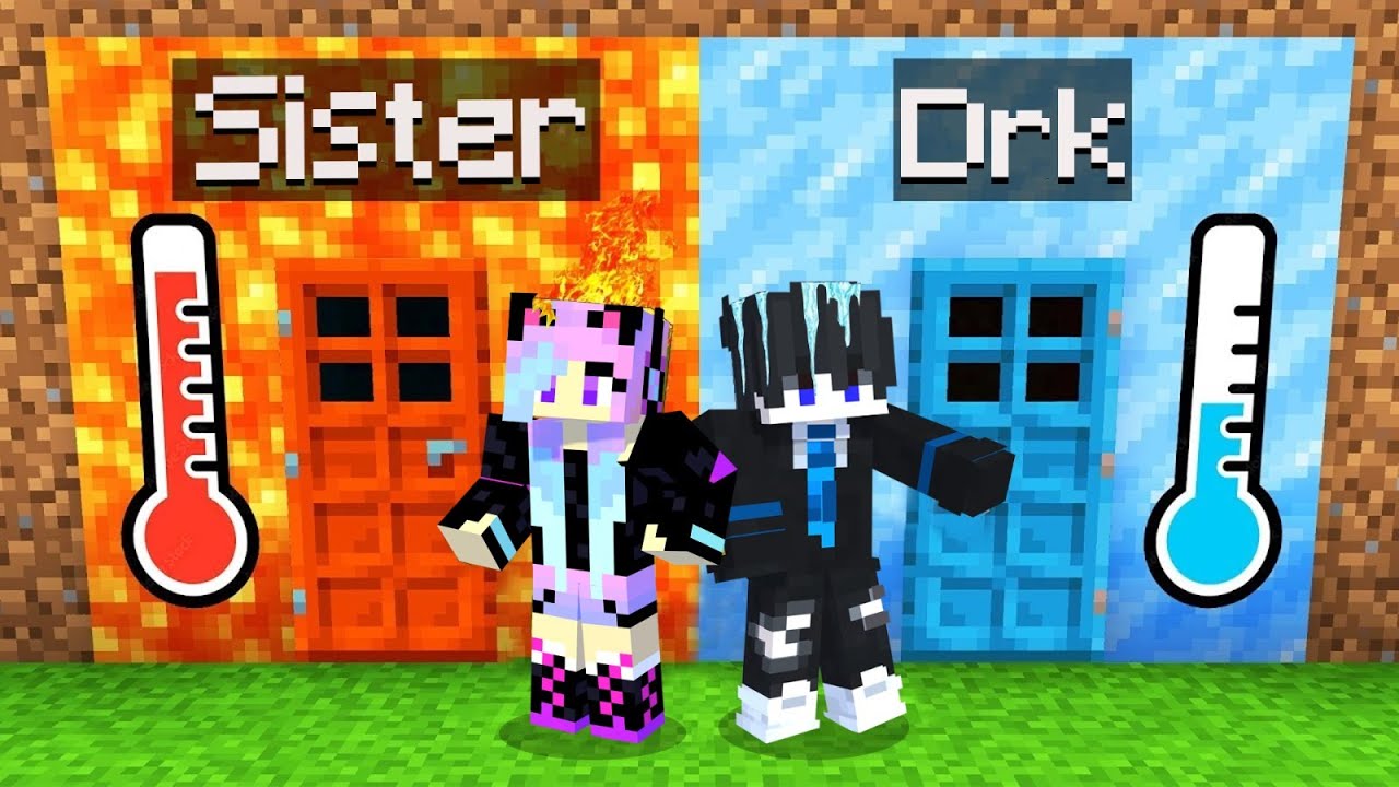 FIRE vs ICE DOOR Survival Battle in Minecraft!