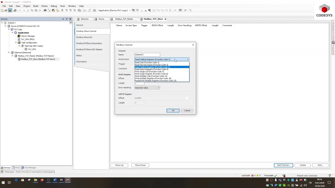 2_Configurare MODBUS TCP in #CODESYS