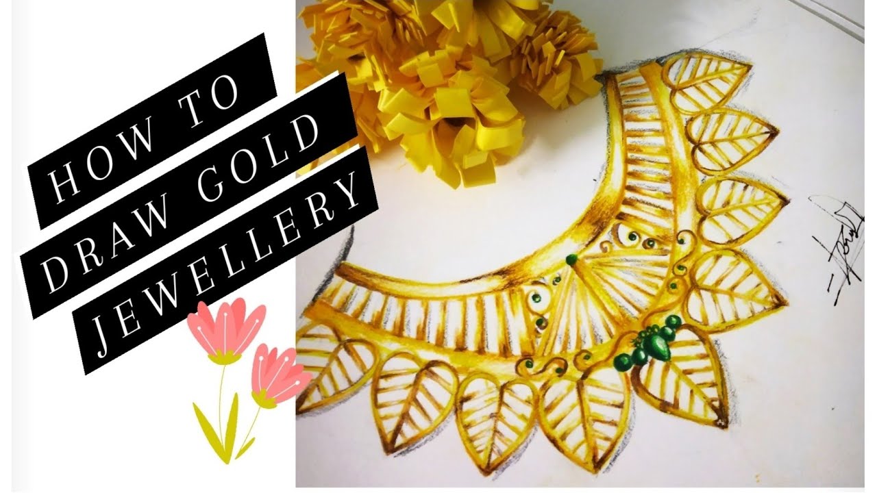 How to draw gold jewellery | shiny objects
