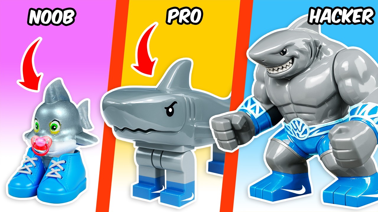 I Built LEGO Shark Noob Pro Hacker Versions | FUNZ Bricks