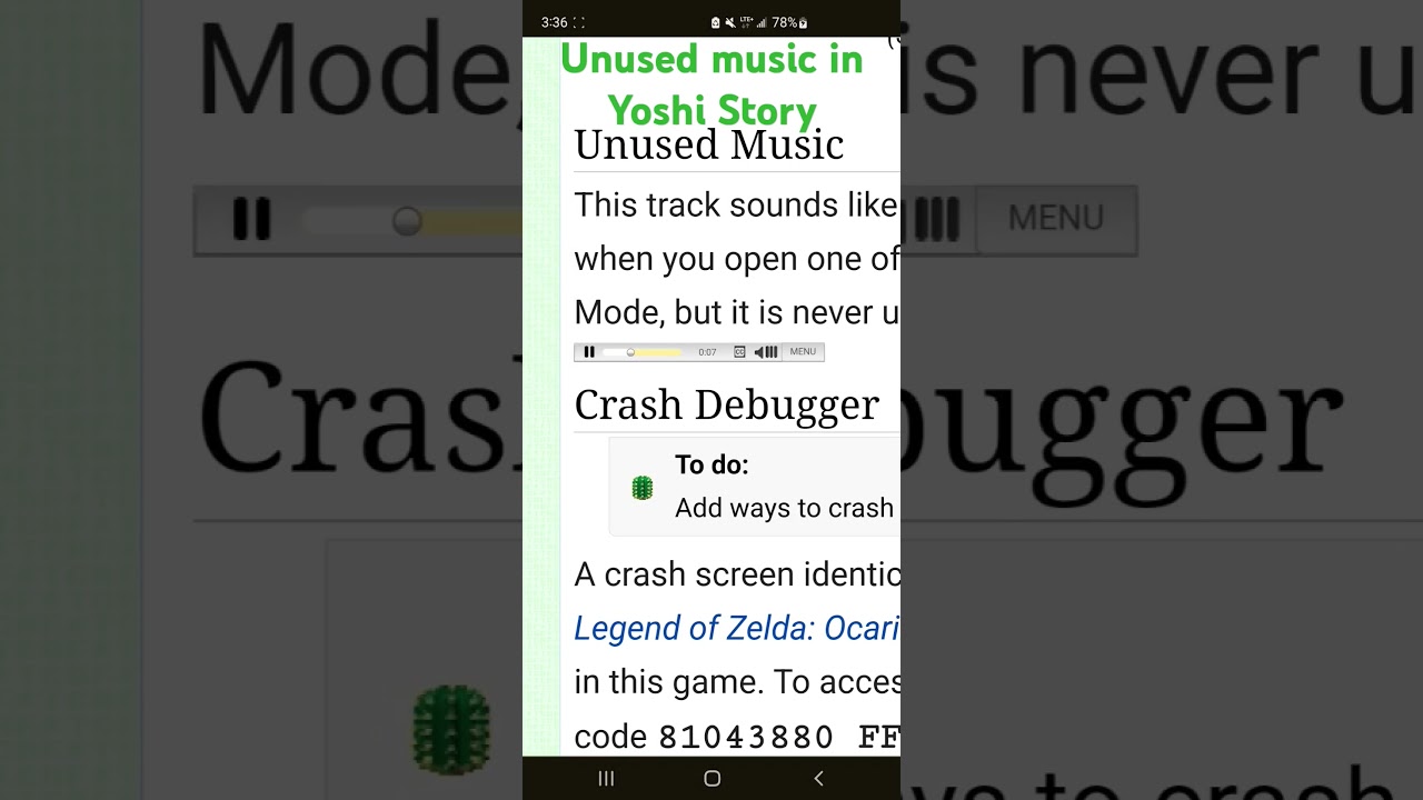 Unused Music in Yoshi Story 