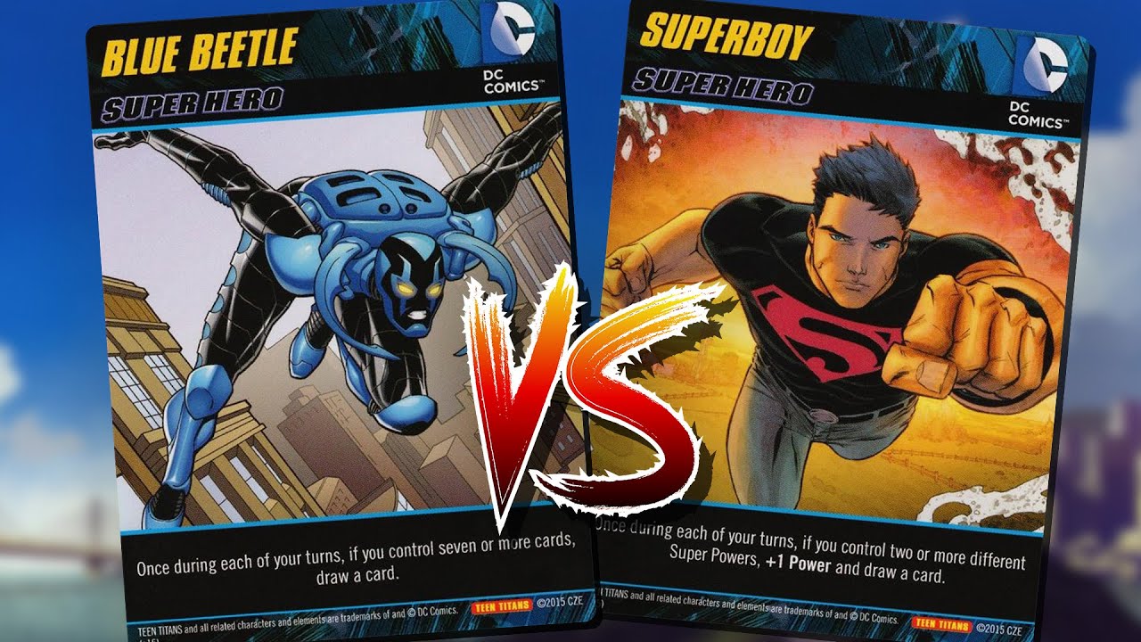 DC Deck Building Game Teen Titans GAMEPLAY || Blue Beetle vs. Superboy