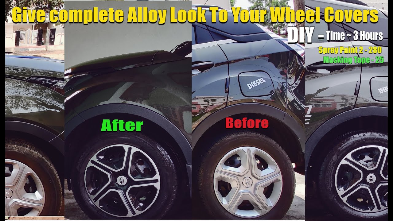 Tata Nexon| Turn Your Dull Wheel Cover To Alloy Look| Spray Paint & Masking Tape & 3 Hours Required