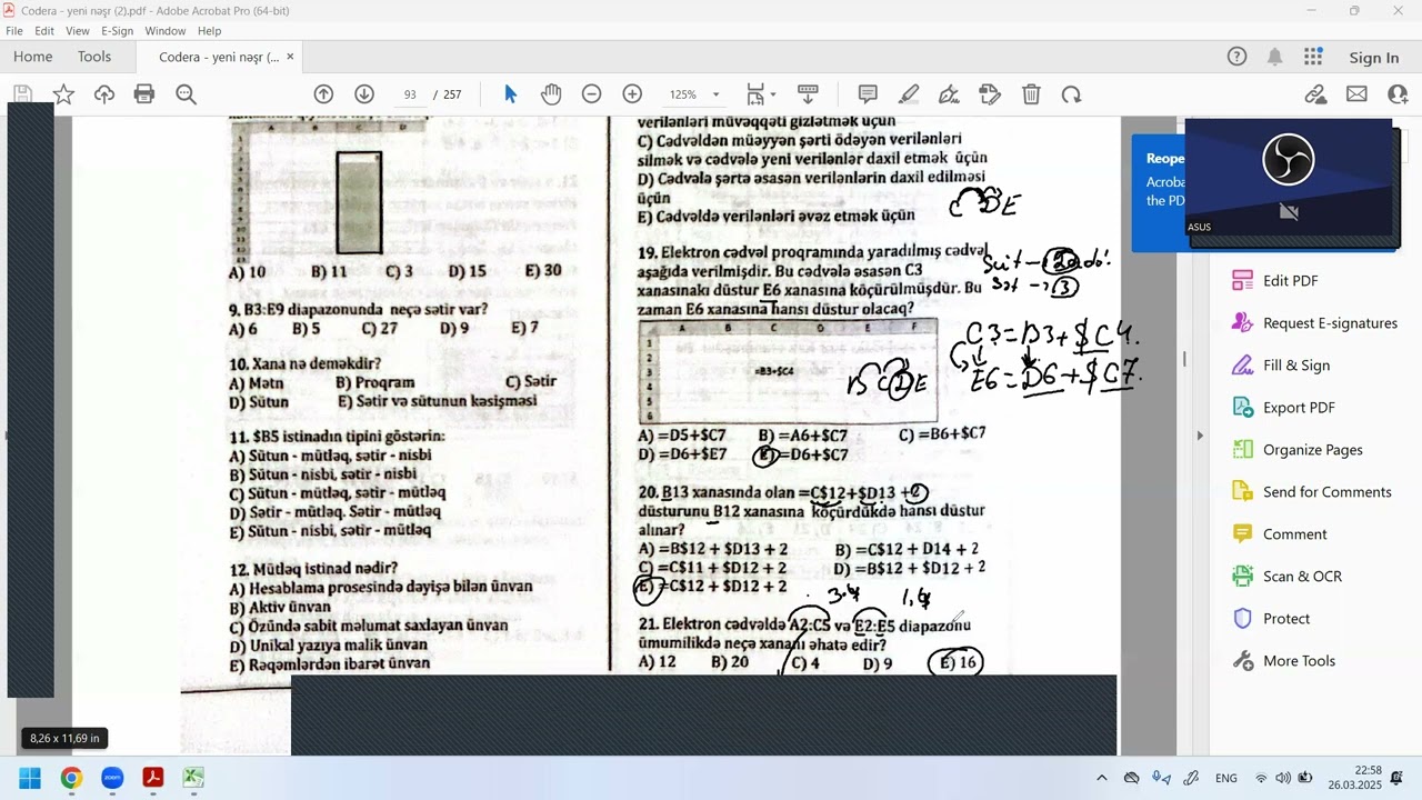Excel codera test izahı