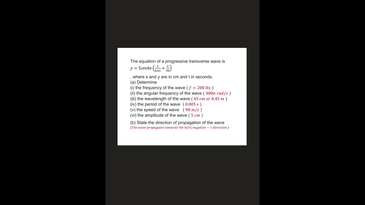 PROGRESSIVE WAVE EQUATION