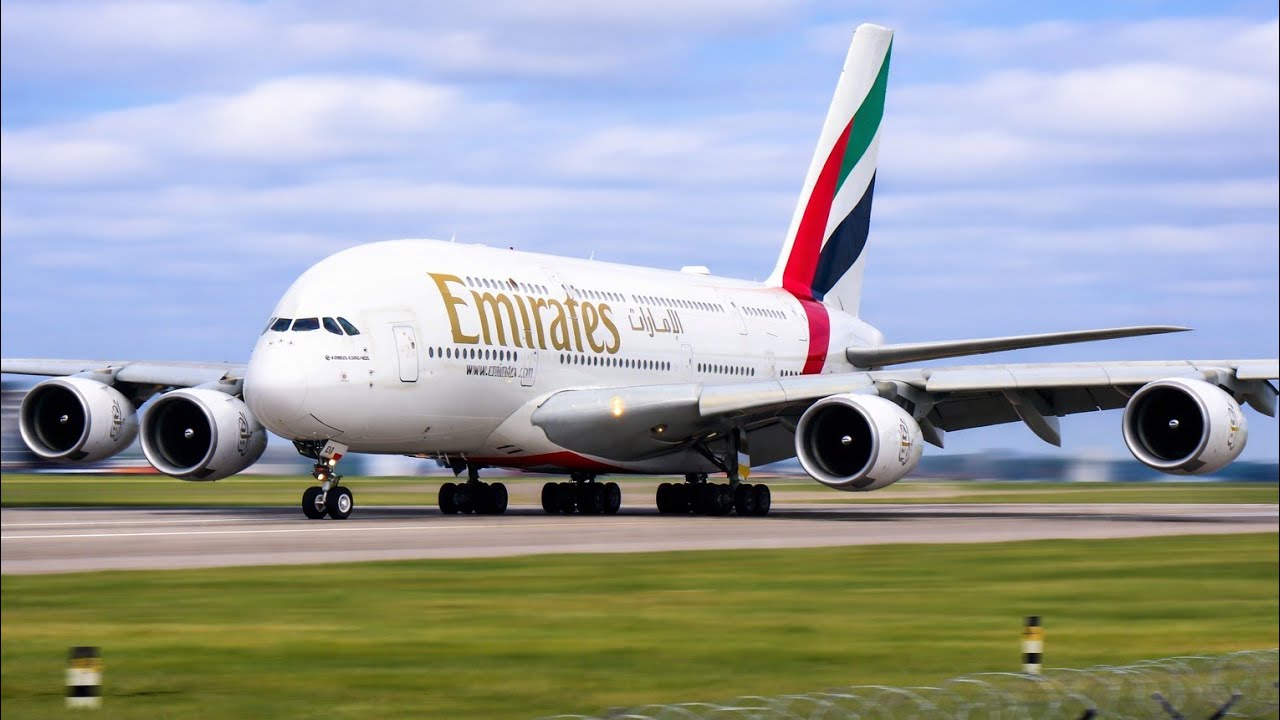A380 TURN N BURN - 15 Minutes of CLOSE UP TAKEOFFS from Manchester Airport 4k