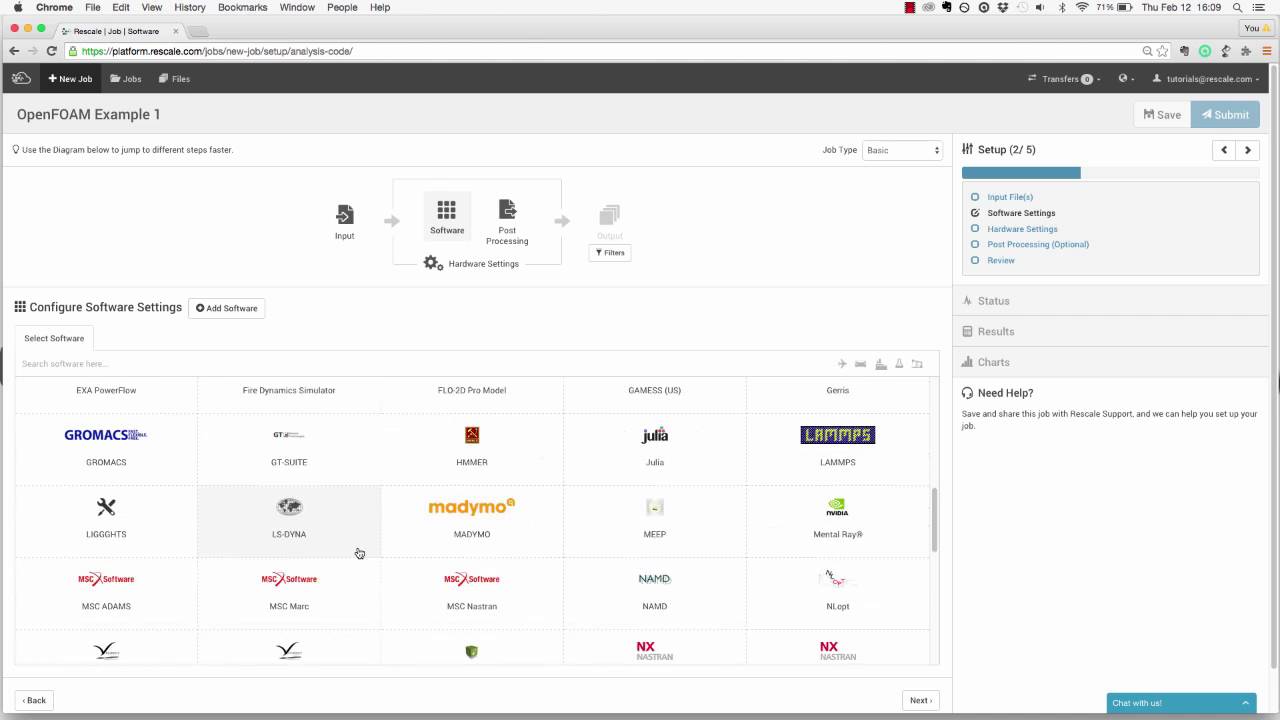 Setting Up A Job on Rescale