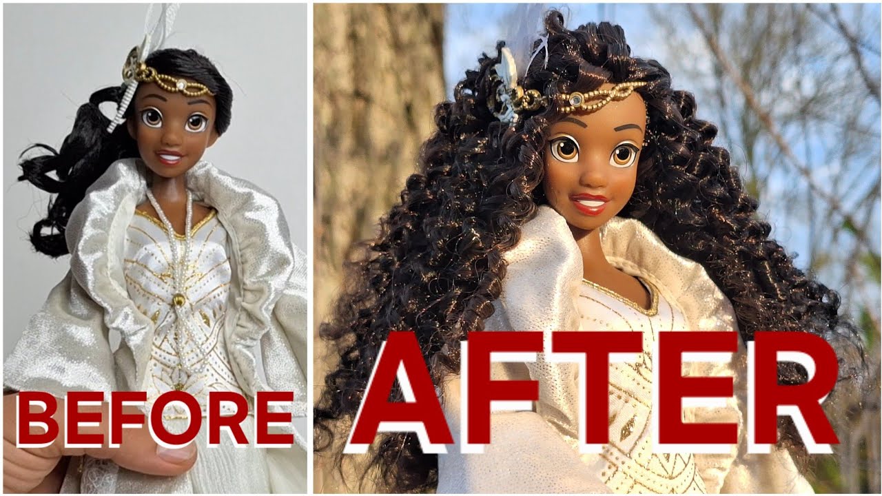 Tiana Doll Reroot: Giving my Disney doll a complete hair reroot and tight curls!