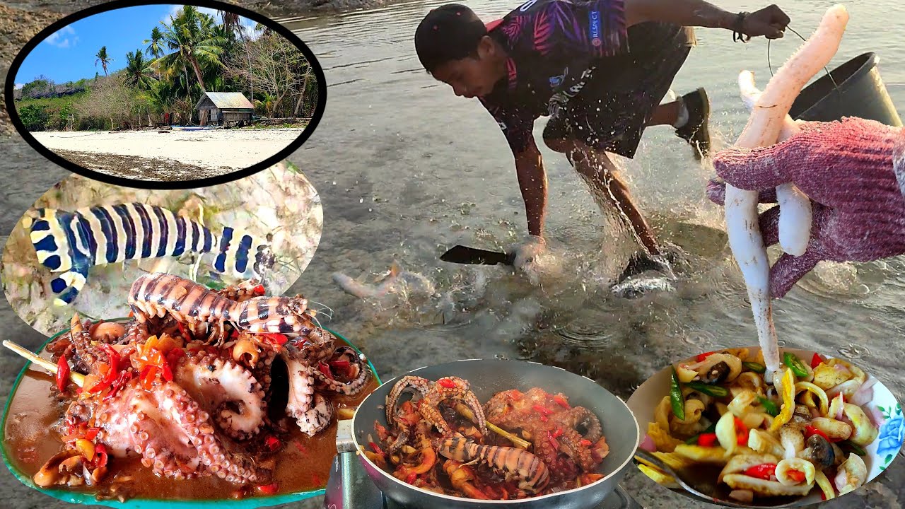 Semua jenis Seafood Mahal ada diPulau ini, Udang Mantis,Gurita,Teripang,Kerang Mutiara masak diGubuk