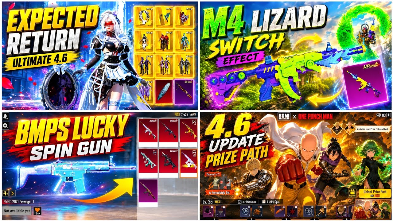 RETURN ULTIMATE SET 4.6 UPDATE | NEXT PRIZE PATH LEAKS | M4 LIZARD RETURN| BMPS LUCKY SPIN BGMI/PUBG