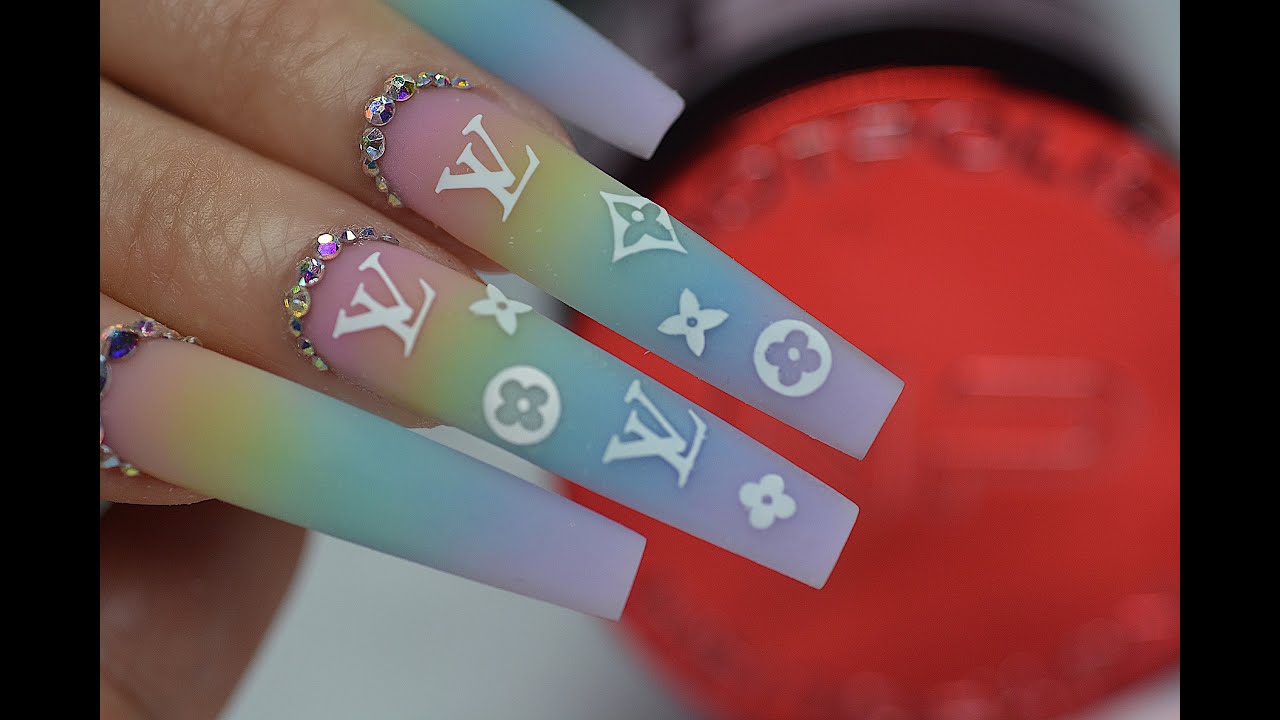ACRYLIC NAILS TUTORIAL I LOUIS VUITTON  DESIGN I HOW TO DO OMBRE NOTPOLISH