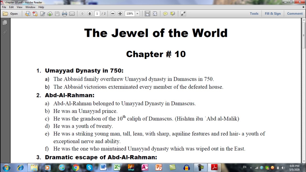 2nd Year, Chapter#19 The Jewel o of the World. Lec-1
