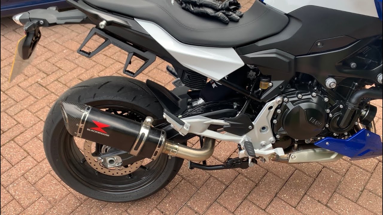 BMW F900R with Black Widow 300mm Tri Oval Exhaust with baffle in