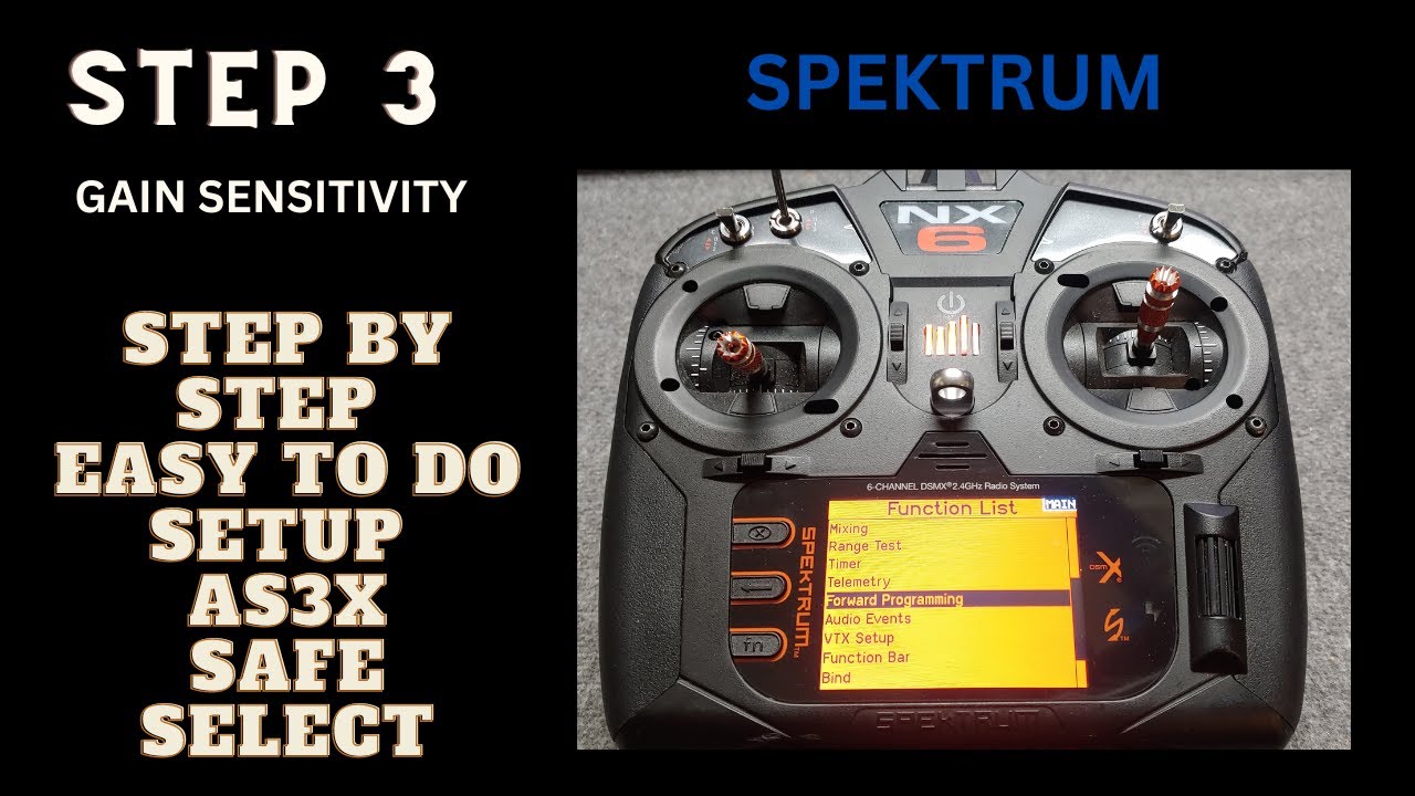 SPEKTRUM FORWARD PROGRAMMING pt 3 GAIN SENSITIVITY SET UP SAFE & AS3X EASY TO FOLLOW ALONG E-FLITE