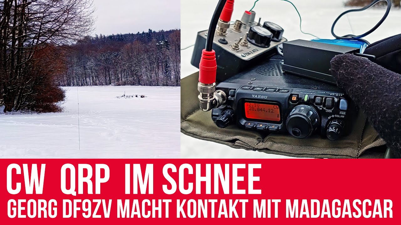 F74 - CW QRP im Schnee - Georg DF9ZV mit dem Langdraht vom kalten DL in das warme Madagascar