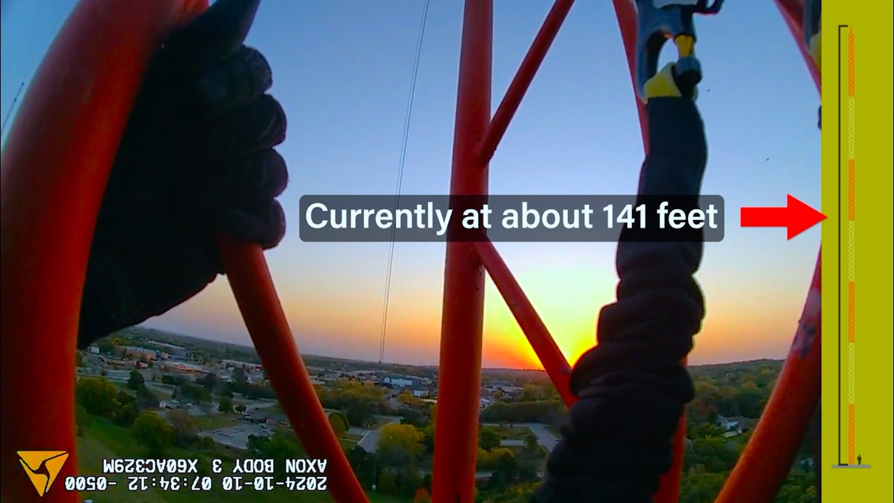Bodycam Shows Rescue from Top of Radio Tower