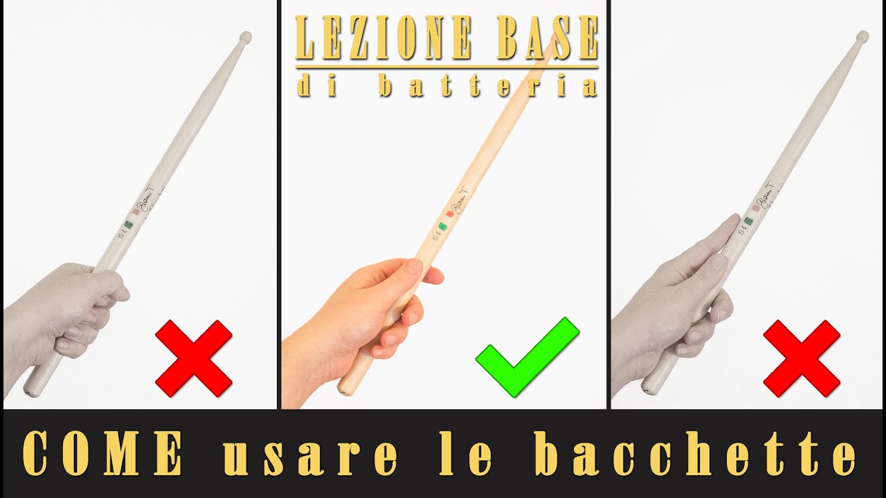 COME usare le bacchette // LEZIONE BASE di BATTERIA