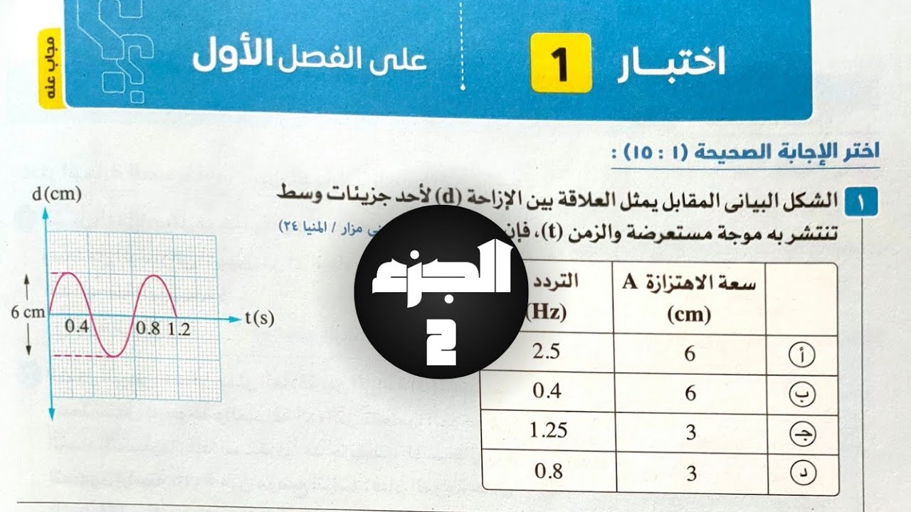 فيزياء 2ث- حل اختبار 1 على الفصل الأول ( 2 )- كتاب الامتحان 2025
