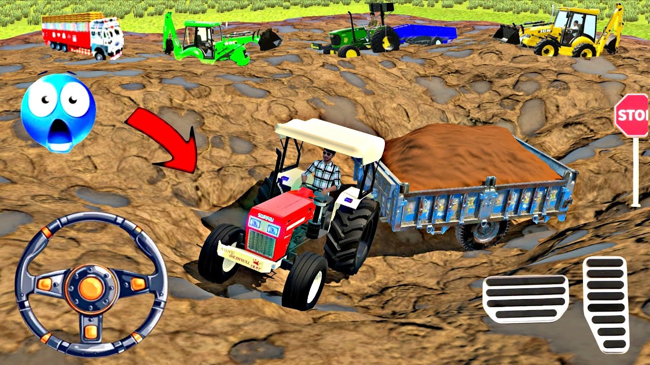 Drive Jcb, Dumper 🌋 Swaraj Tractor🚜 and farmtec Tractor Uploading (मिट्टी) mitti#tractorgame 