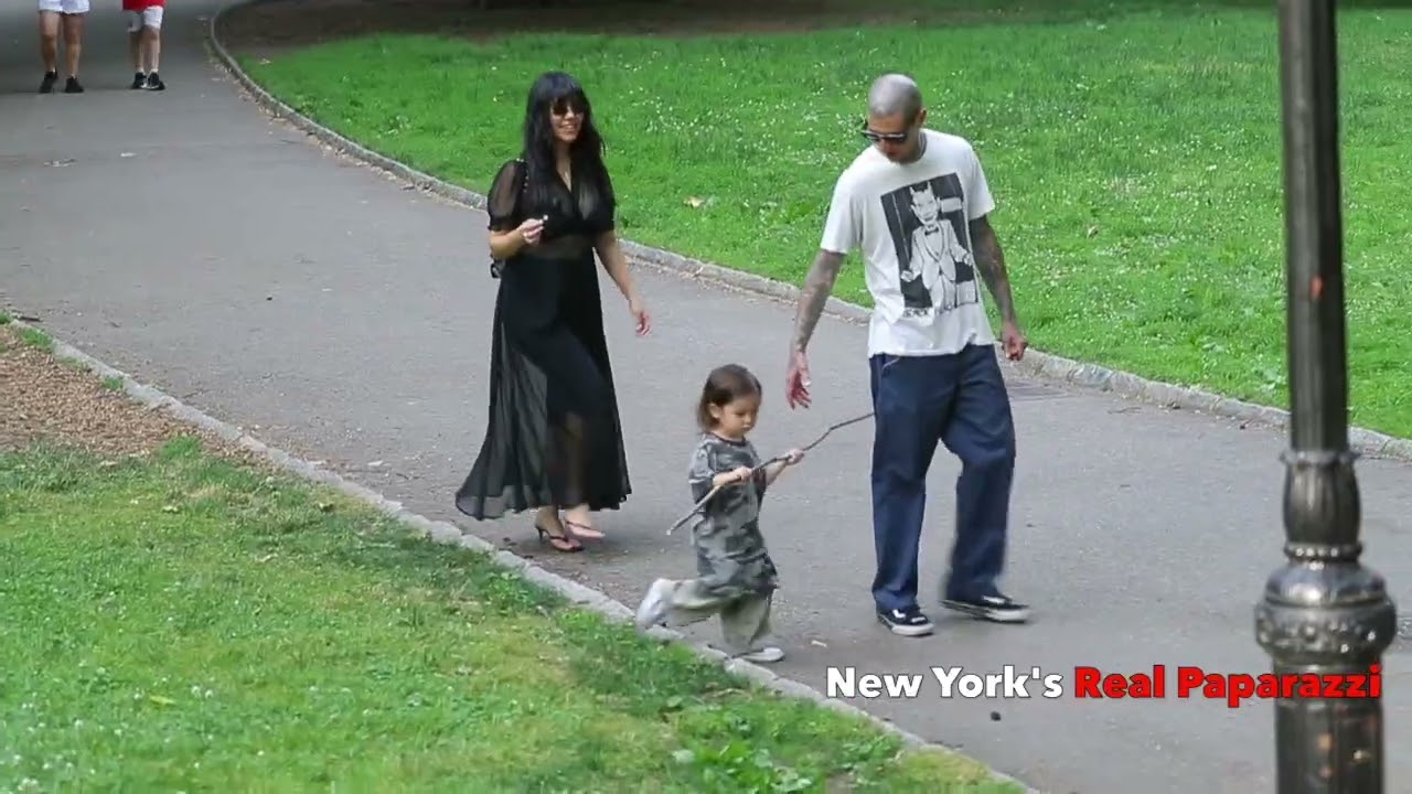 Exclusive; Travis Barker and Kourtney Kardashian take their son to Central Park in New York City