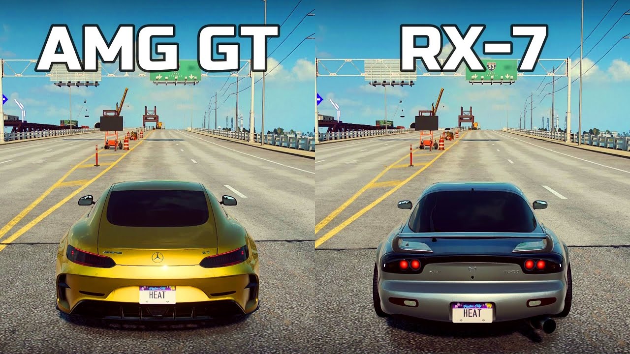 NFS Heat: Mercedes AMG GT vs Mazda RX7 Spirit R - Drag Race
