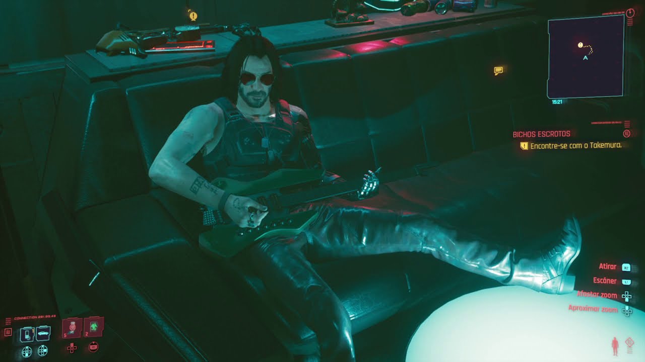 Johnny Silverhand (Keanu Reeves) playing 