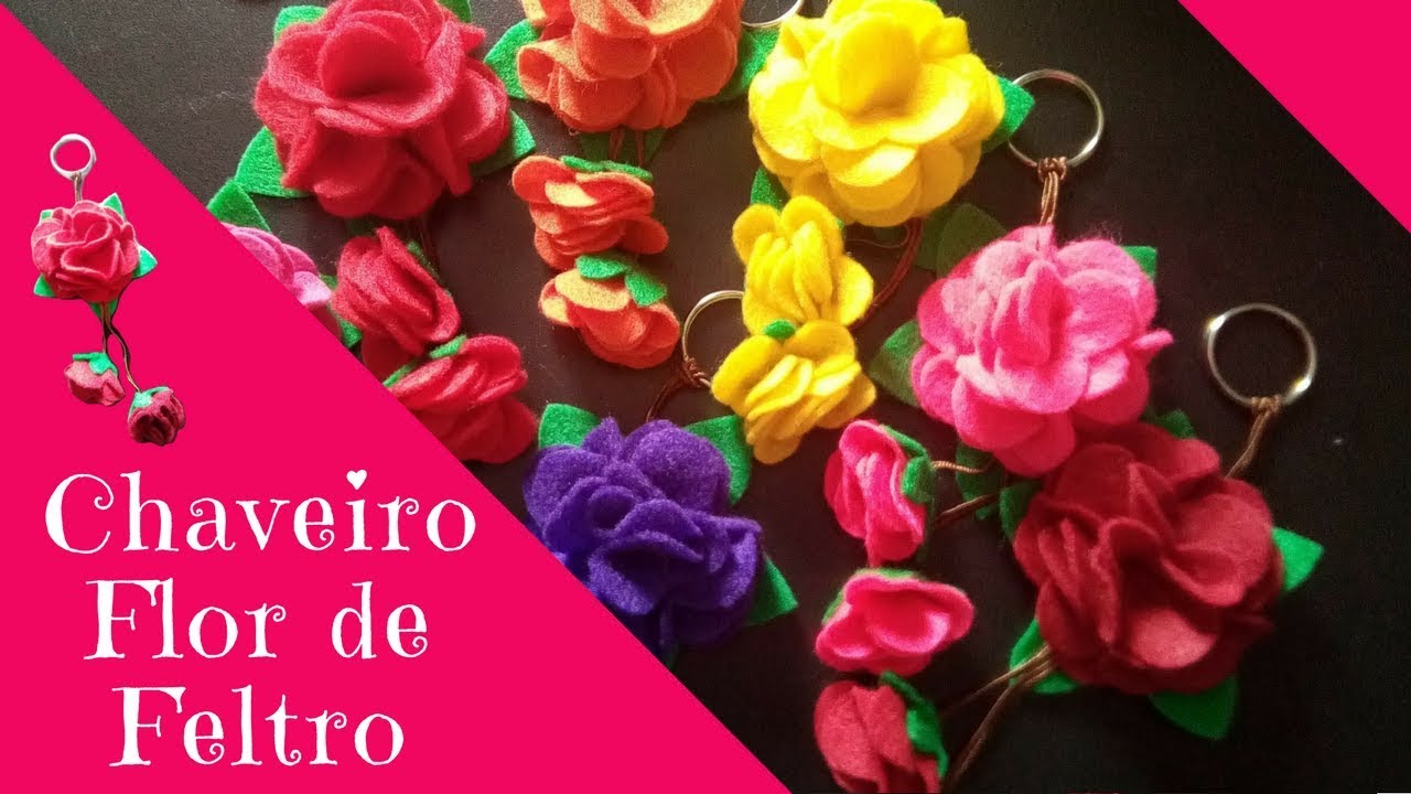 Chaveiro Flor de Feltro - Passo a passo