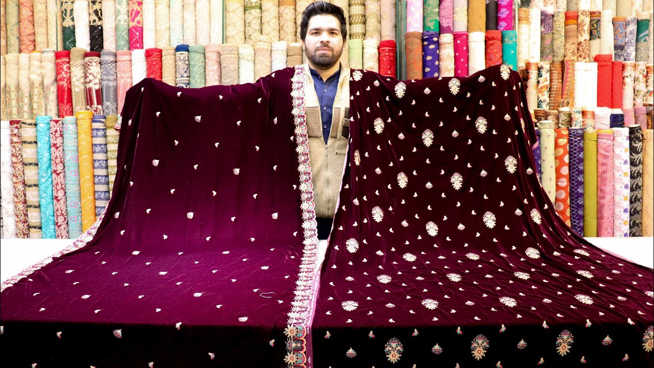 Velvet Suits + Palachi Dupatta \ Unstitch Fancy Suits \ Velvet Embroidered Dress