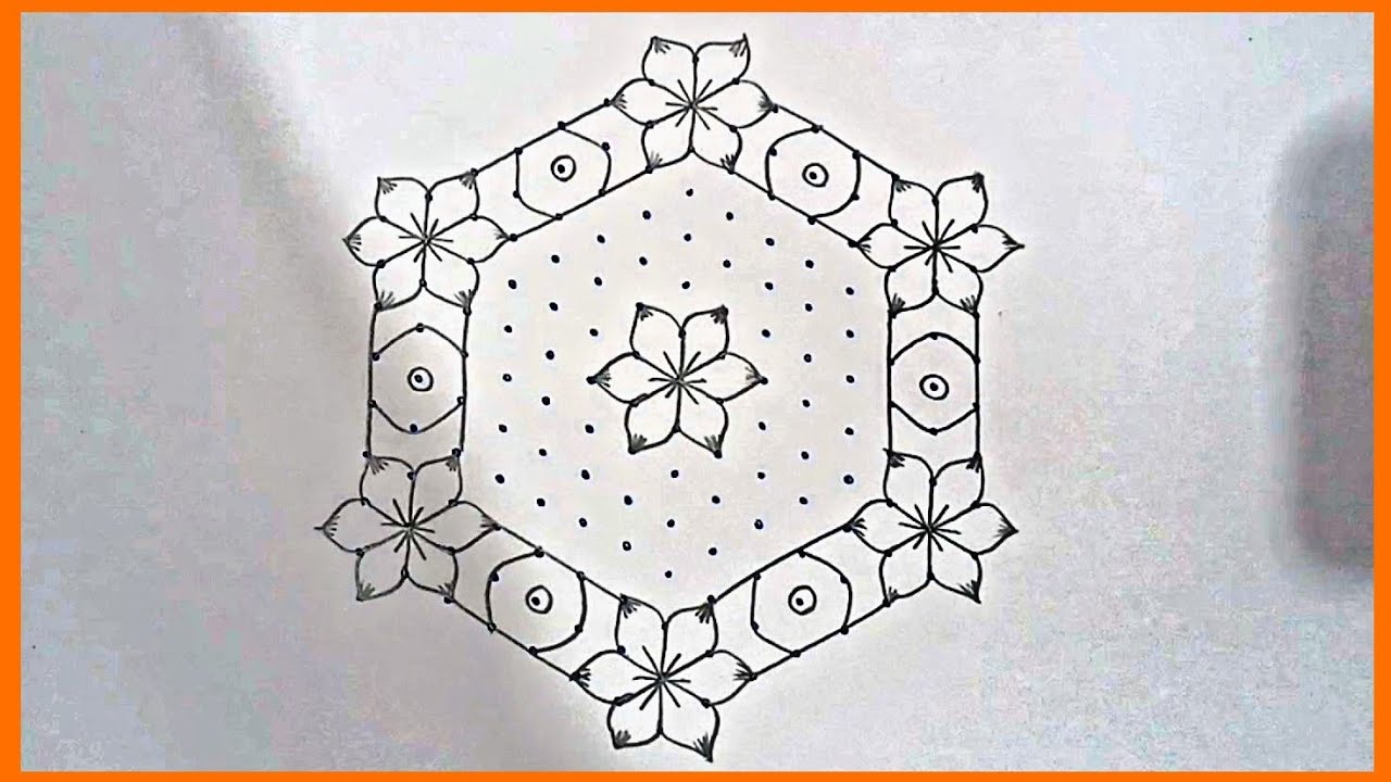 15*8 dots simple flower rangoli|easy rangoli|15 chukkala muggulu|BY MY RANGOLI