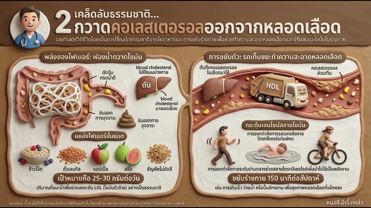 คอเลสเตอรอลสูง ลดได้ด้วยการกินไฟเบอร์และการขยับตัว